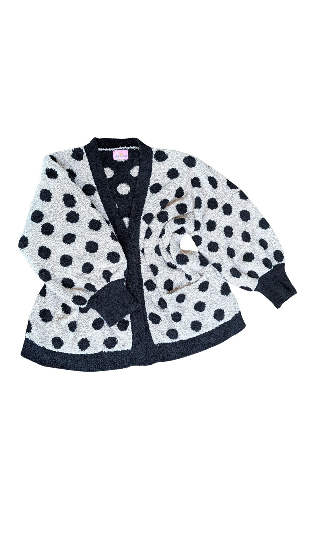 Playa Yama Polka Dot Cardigan – Mommy & Me Cozy Knit in Black & Beige